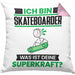 Skateboarder Kissen mit Füllung 40x40 Geschenk für Skateboarder Geburtstag Lustiger Spruch Was Ist Deine Superkraft (Grau) Rosa Trendation