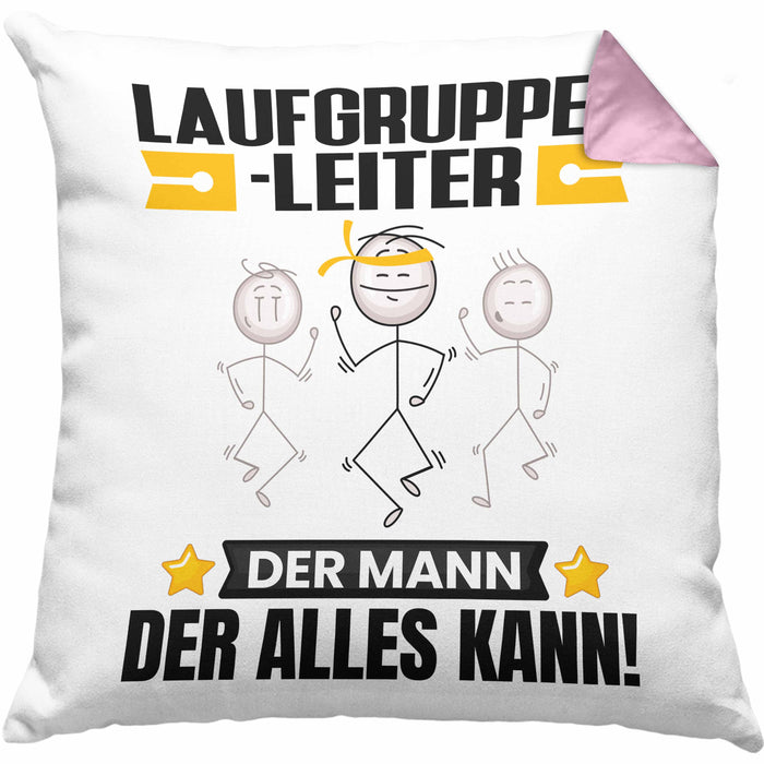 Laufgruppenleiter Kissen mit Füllung 40x40 Geschenk für Laufgruppenleiter Der Mann Der Alles Kann Geschenkidee zum Geburtstag (Grau) Rosa Trendation
