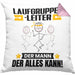 Laufgruppenleiter Kissen mit Füllung 40x40 Geschenk für Laufgruppenleiter Der Mann Der Alles Kann Geschenkidee zum Geburtstag (Grau) Rosa Trendation