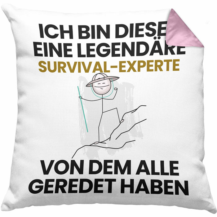 Survival-Experte Geschenk Kissen mit Füllung 40x40 Lustige Geschenkidee Geburtstag für Survival-Experte Ich Bin Dieser Legendäre Survival-Experte Von Dem Alle Geredet Haben (Grau) Rosa Trendation