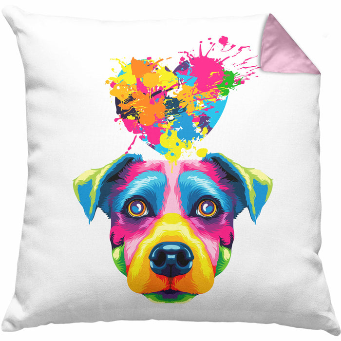 Jack Russell Herz Farbe Besitzer Kissen mit Füllung 40x40 Geschenk Lustiger Spruch Geschenkidee Jack Russell Liebhaber (Grau) Rosa Trendation