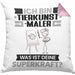 Tierkunst-Maler Kissen mit Füllung 40x40 Geschenk für Tierkunst-Maler Geburtstag Lustiger Spruch Was Ist Deine Superkraft (Grau) Rosa Trendation