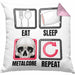 Eat Sleep Metalcore Repeat Kissen mit Füllung 40x40 Geschenk Musik Metal Heavy Kopf (Grau) Rosa Trendation