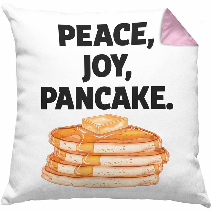 Peace Joy Pancake Kissen mit Füllung 40x40 Geschenk Pfannkuchen Eierkuchen Liebhaber (Grau) Rosa Trendation