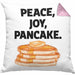 Peace Joy Pancake Kissen mit Füllung 40x40 Geschenk Pfannkuchen Eierkuchen Liebhaber (Grau) Rosa Trendation