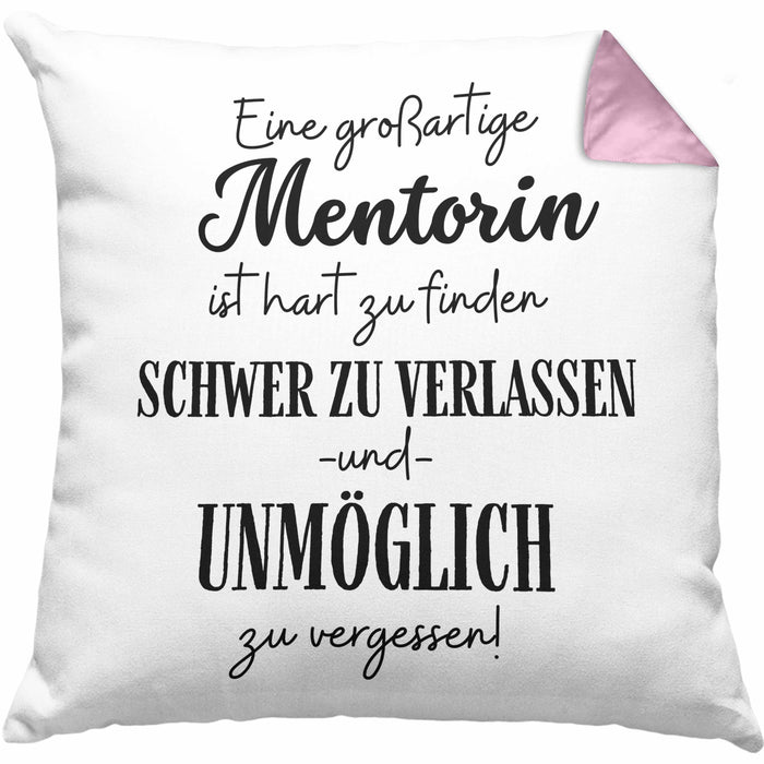 Mentorin Abschied Geschenk Kissen mit Füllung 40x40 Abschiedsgeschenk für Mentorin Hart Zu Finden Schwer Zu Verlassen (Grau) Rosa Trendation