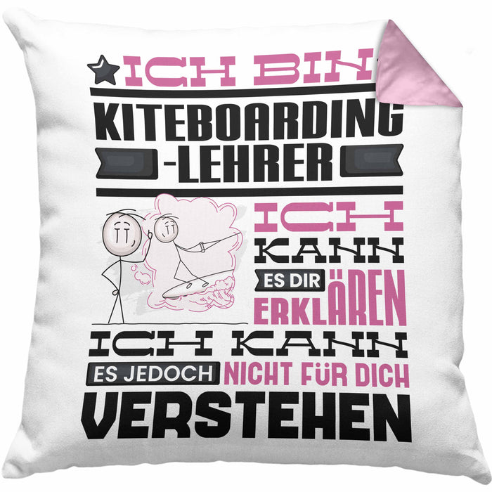 Kiteboarding-Lehrer Geschenk Kaffee-Kissen mit Füllung 40x40 Geschenkidee für Kiteboarding-Lehrer Ich Bin Kiteboarding-Lehrer Ich Kann Es Dir Erklären Jedoch Nicht Für Dich Verstehen Spruch Lustig (Grau) Rosa Trendation