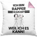 Rapper Geschenk Kissen mit Füllung 40x40 Lustiger Spruch Ich Bin Rapper Warum Weil Ich Es Kann Geschenkidee Bester Rapper Geburtstag (Grau) Rosa Trendation