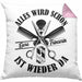 Friseurin Kissen mit Füllung 40x40 GEschenk Alles Wird Schön Eure Friseurin Ist Wieder Da (Grau) Rosa Trendation