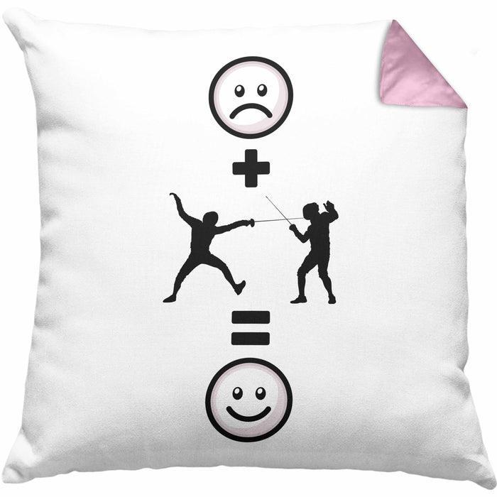 Fechten Kissen mit Füllung 40x40 Geschenk für Fechter :( + fechten = :) Lustige Geschenkidee Geburtstag (Grau) Rosa Trendation