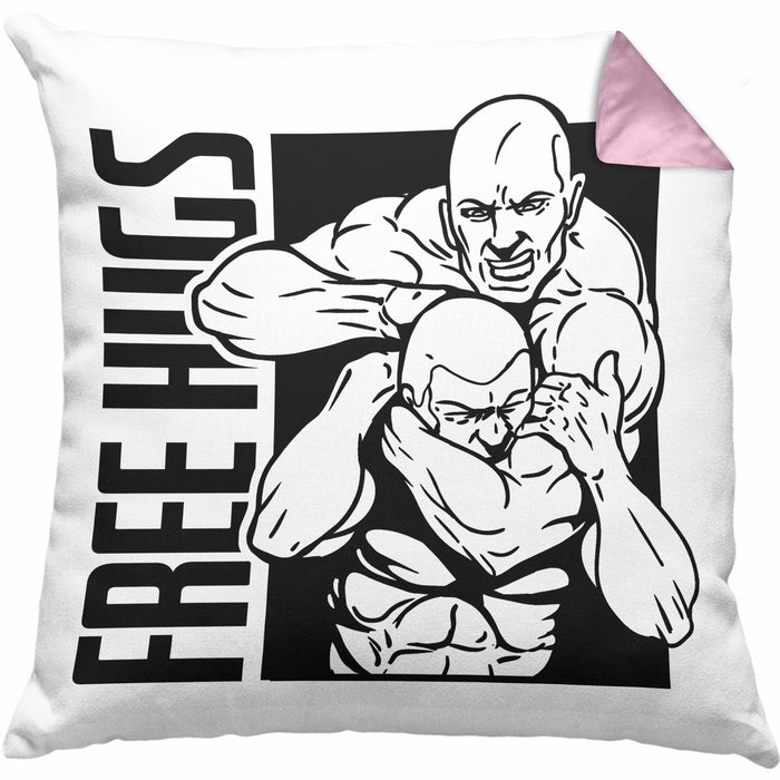 MMA-Kissen mit Füllung 40x40 Geschenk für MMA-Kämpfer Geschenkidee Free Hugs (Grau) Rosa Trendation
