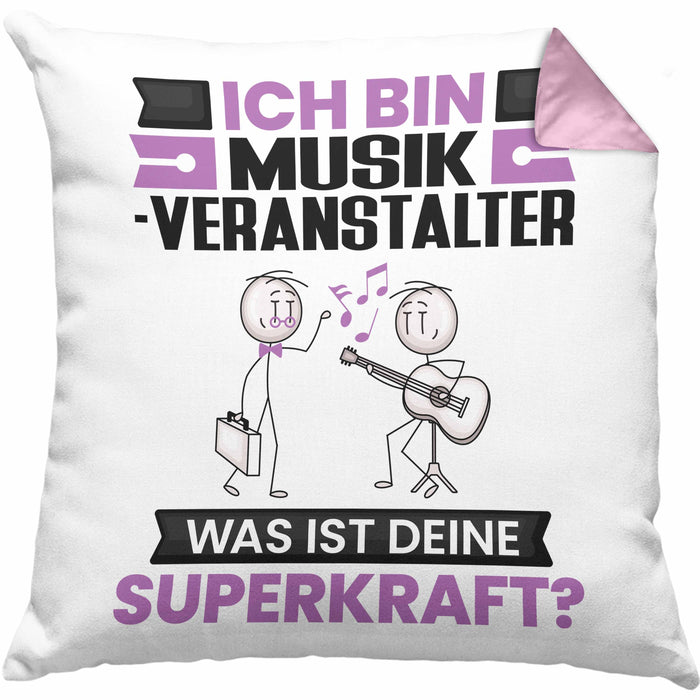 Musikveranstalter Kissen mit Füllung 40x40 Geschenk für Musikveranstalter Geburtstag Lustiger Spruch Was Ist Deine Superkraft (Grau) Rosa Trendation