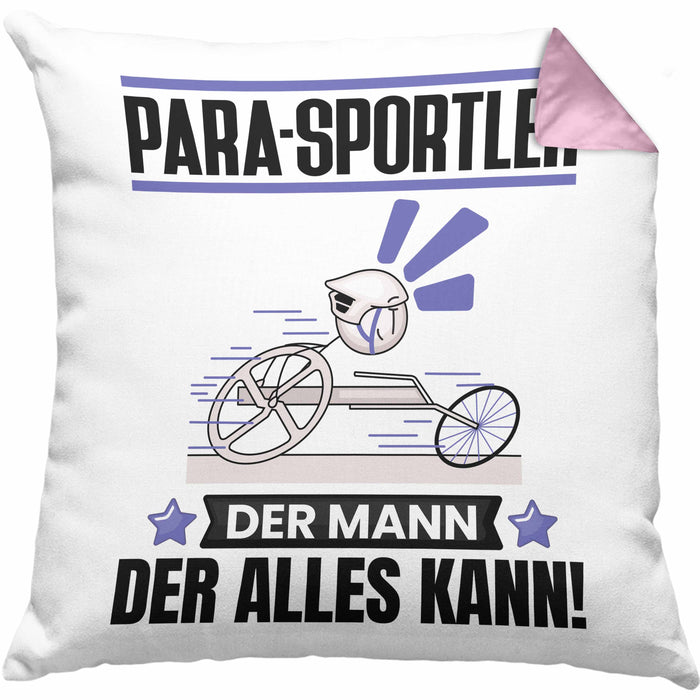 Para-Sportler Kissen mit Füllung 40x40 Geschenk für Para-Sportler Der Mann Der Alles Kann Geschenkidee zum Geburtstag (Grau) Rosa Trendation