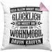 Hobby Wohnmobil Kissen mit Füllung 40x40 Geschenk für Wohnwagen Fans Geld Allein Macht Nicht Glücklich (Grau) Rosa Trendation