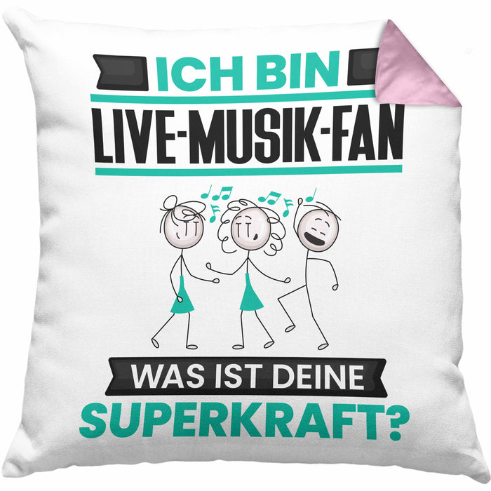 Live-Musik-Fan Kissen mit Füllung 40x40 Geschenk für Live-Musik-Fan Geburtstag Lustiger Spruch Was Ist Deine Superkraft (Grau) Rosa Trendation