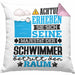 Schwimmer Geschenk Kissen mit Füllung 40x40 Lustiger Spruch Erheben Sie Sich Der Schwimmer Betritt den Raum (Grau) Rosa Trendation