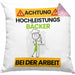 Bäcker Kissen mit Füllung 40x40 Geschenk Lustiger Spruch Geschenkidee für Bäcker Achtung Hochleistungs Bäcker Bei Der Arbeit (Grau) Rosa Trendation