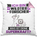 Wildtierforscher Kissen mit Füllung 40x40 Geschenk für Wildtierforscher Geburtstag Lustiger Spruch Was Ist Deine Superkraft (Grau) Rosa Trendation
