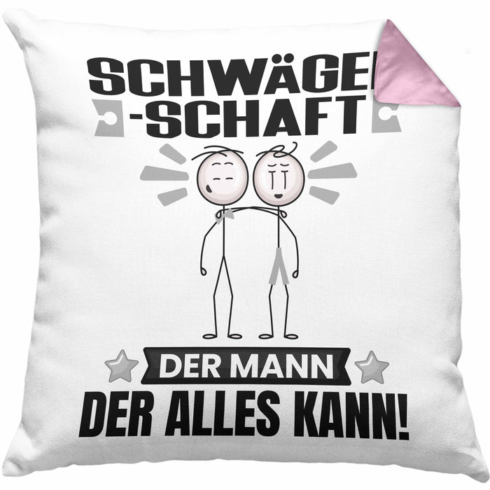Schwägerschaft Kissen mit Füllung 40x40 Geschenk für Schwägerschaft Der Mann Der Alles Kann Geschenkidee zum Geburtstag (Grau) Rosa Trendation