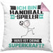 Handballspieler Kissen mit Füllung 40x40 Geschenk für Handballspieler Geburtstag Lustiger Spruch Was Ist Deine Superkraft (Grau) Rosa Trendation