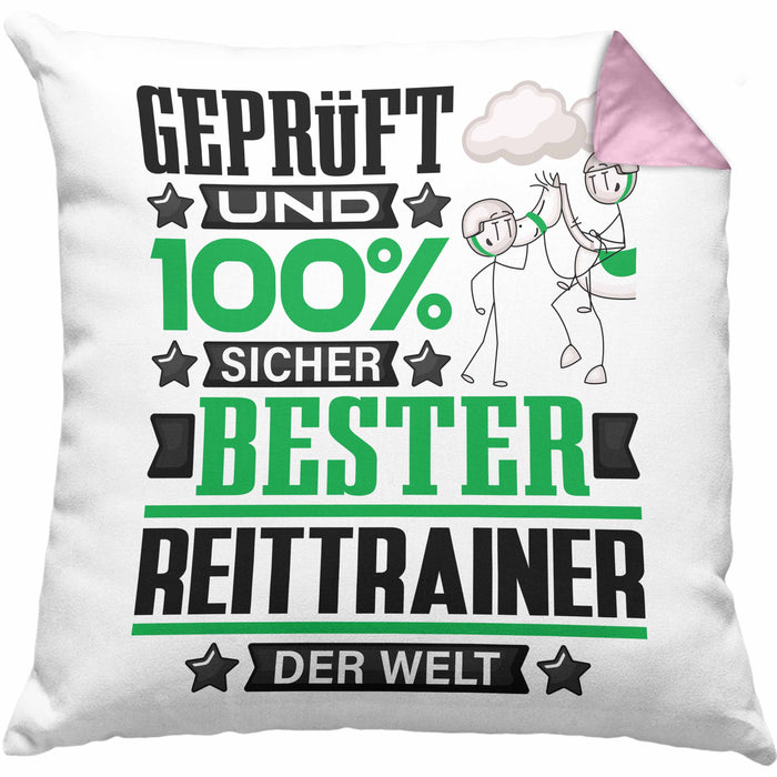 Reittrainer Geschenk Lustiger Spruch für Reittrainer Geschenkidee Bester Reittrainer Der WeltKissen mit Füllung 40x40 (Grau) Rosa Trendation