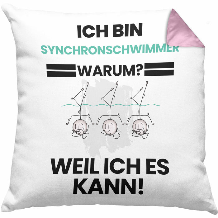 Synchronschwimmer Geschenk Kissen mit Füllung 40x40 Lustiger Spruch Ich Bin Synchronschwimmer Warum Weil Ich Es Kann Geschenkidee Bester Synchronschwimmer Geburtstag (Grau) Rosa Trendation