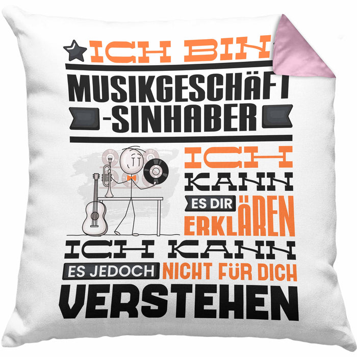 Musikgeschäftsinhaber Geschenk Kissen mit Füllung 40x40 Lustige Geschenkdiee für einen Musikgeschäftsinhaber Geburtstag Ich Bin Musikgeschäftsinhaber Ich Kann Es Dir Erklären Aber Nicht Für Dich Verstehen (Grau) Rosa Trendation