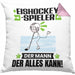 Eishockeyspieler Kissen mit Füllung 40x40 Geschenk für Eishockeyspieler Der Mann Der Alles Kann Geschenkidee zum Geburtstag (Grau) Rosa Trendation