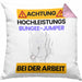 Bungee-Jumper Kissen mit Füllung 40x40 Geschenk Lustiger Spruch Geschenkidee für Bungee-Jumper Achtung Hochleistungs Bungee-Jumper Bei Der Arbeit (Grau) Rosa Trendation