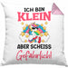 Klein Aber Sch Gefährlich Lustige Einhorn Kissen mit Füllung 40x40 mit Spruch Geschenkidee Einhornfans Sprüche Frauen (Grau) Rosa Trendation
