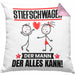 Stiefschwager Kissen mit Füllung 40x40 Geschenk für Stiefschwager Der Mann Der Alles Kann Geschenkidee zum Geburtstag (Grau) Rosa Trendation