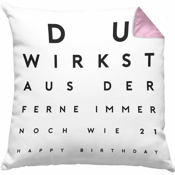 Happy Birthday Kissen mit Füllung 40x40 Du Wirst Aus Der Ferne Immer Noch Wie 21 Geburtstag Geschenkidee Männer Frauen Geschenk zum Geburtstag (Grau) Rosa Trendation