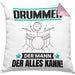 Drummer Kissen mit Füllung 40x40 Geschenk für Drummer Der Mann Der Alles Kann Geschenkidee zum Geburtstag (Grau) Rosa Trendation