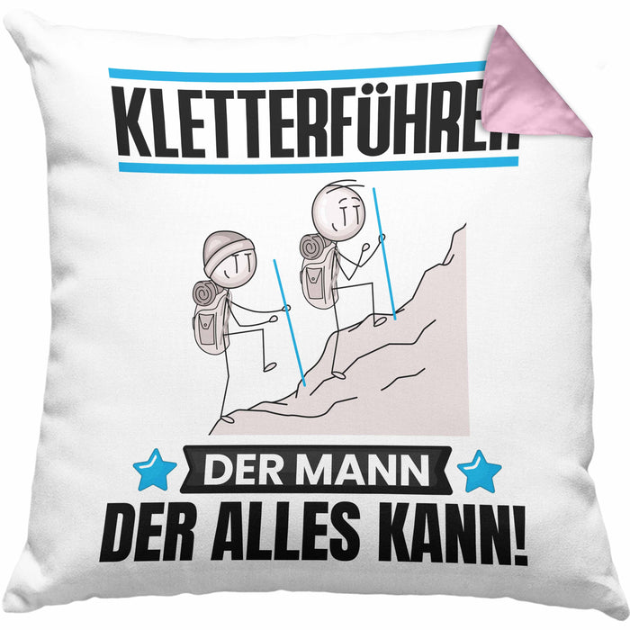 Kletterführer Kissen mit Füllung 40x40 Geschenk für Kletterführer Der Mann Der Alles Kann Geschenkidee zum Geburtstag (Grau) Rosa Trendation