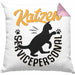 Katzen Geschenk Kissen mit Füllung 40x40 Katzen-Besitzerin Kaffee Katzen Servicepersonal Geschenkidee (Grau) Rosa Trendation