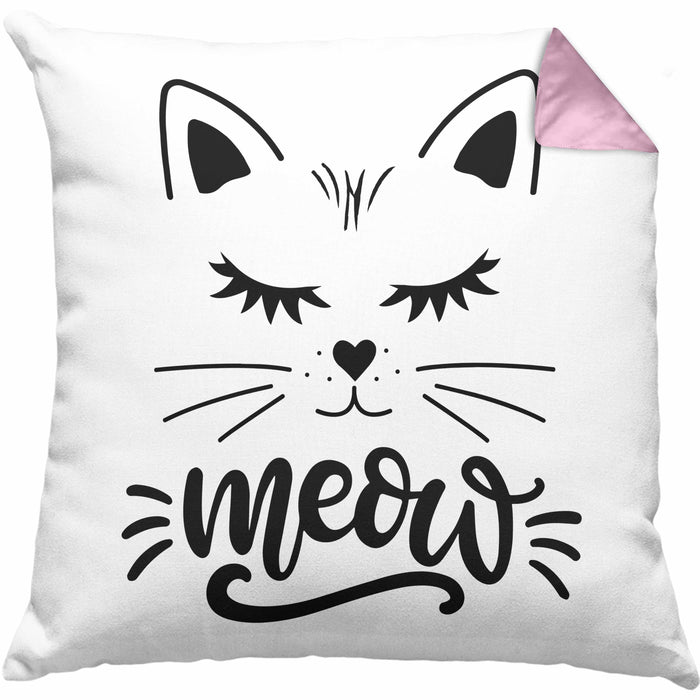 Katzen-Besitzerin Kissen mit Füllung 40x40 Geschenk Meow Katze Geschenkidee Miau Katzen Mama (Grau) Rosa Trendation