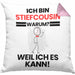 Stiefcousin Geschenk Kissen mit Füllung 40x40 Lustiger Spruch Ich Bin Stiefcousin Warum Weil Ich Es Kann Geschenkidee Bester Stiefcousin Geburtstag (Grau) Rosa Trendation
