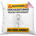Pilates-Enthusiast Kissen mit Füllung 40x40 Geschenk Lustiger Spruch Geschenkidee für Pilates-Enthusiast Achtung Hochleistungs Pilates-Enthusiast Bei Der Arbeit (Grau) Rosa Trendation