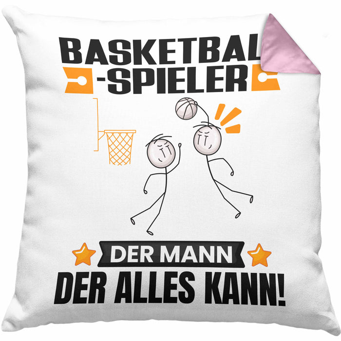 Basketballspieler Kissen mit Füllung 40x40 Geschenk für Basketballspieler Der Mann Der Alles Kann Geschenkidee zum Geburtstag (Grau) Rosa Trendation
