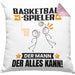 Basketballspieler Kissen mit Füllung 40x40 Geschenk für Basketballspieler Der Mann Der Alles Kann Geschenkidee zum Geburtstag (Grau) Rosa Trendation