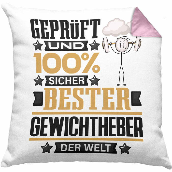 Gewichtheber Geschenk Lustiger Spruch für Gewichtheber Geschenkidee Bester Gewichtheber Der WeltKissen mit Füllung 40x40 (Grau) Rosa Trendation