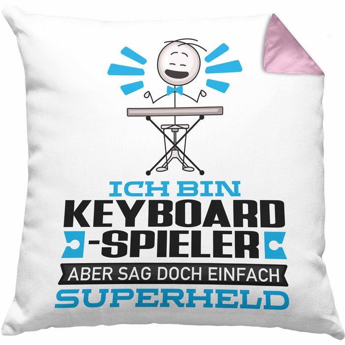 Keyboard-Spieler Geschenk Kissen mit Füllung 40x40 Ich Bin Keyboard-Spieler Aber Sag Doch Einfach Superheld Lustige Geschenkdiee für Keyboard-Spieler (Grau) Rosa Trendation
