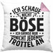 Lustiger Spruch Kissen mit Füllung 40x40 Humor Sarkasmus Ich Schaue Nicht Böse Ich Grinse Nicht Nur Jeden Trottel An (Grau) Rosa Trendation