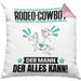 Rodeo-Cowboy Kissen mit Füllung 40x40 Geschenk für Rodeo-Cowboy Der Mann Der Alles Kann Geschenkidee zum Geburtstag (Grau) Rosa Trendation