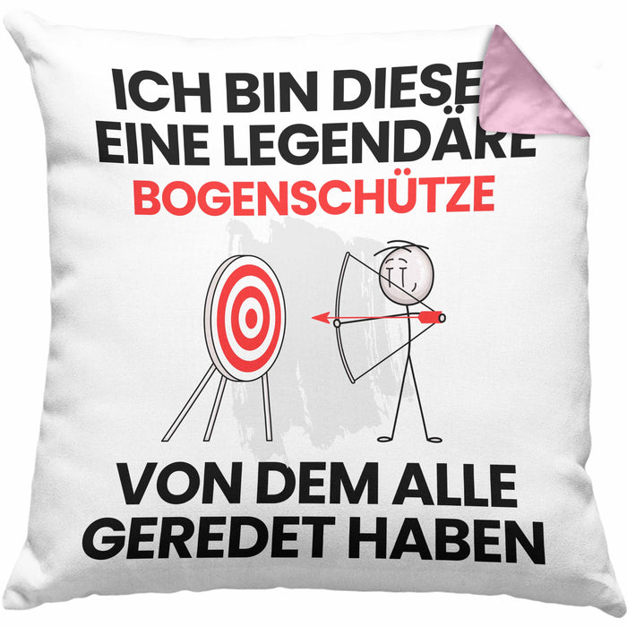 Bogenschütze Geschenk Kissen mit Füllung 40x40 Lustige Geschenkidee Geburtstag für Bogenschütze Ich Bin Dieser Legendäre Bogenschütze Von Dem Alle Geredet Haben (Grau) Rosa Trendation