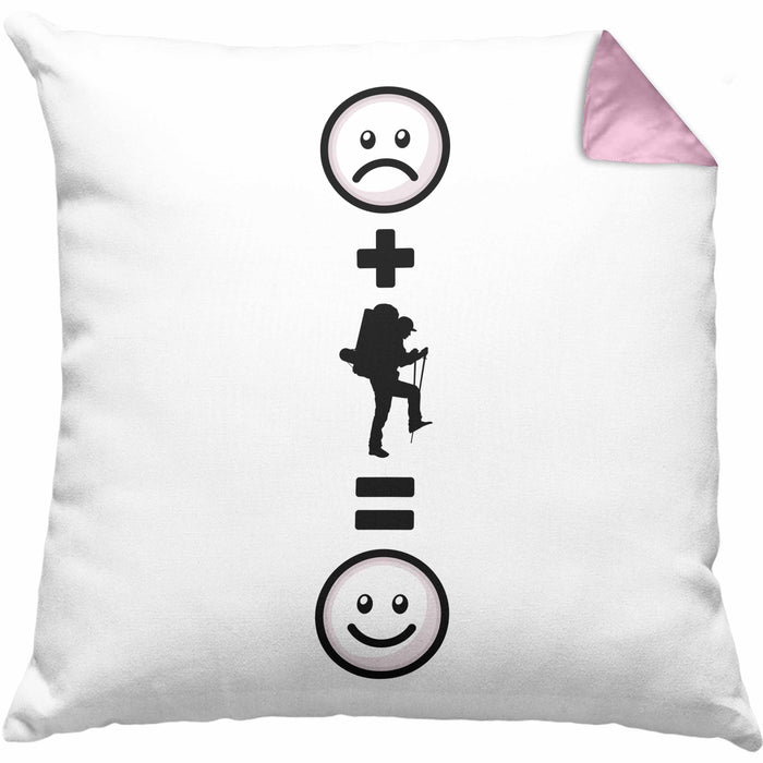 Wandern Kissen mit Füllung 40x40 Geschenk für Wandern Berge :( + Wandern = :) Lustige Geschenkidee Geburtstag (Grau) Rosa Trendation