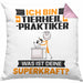 Tierheilpraktiker Kissen mit Füllung 40x40 Geschenk für Tierheilpraktiker Geburtstag Lustiger Spruch Was Ist Deine Superkraft (Grau) Rosa Trendation