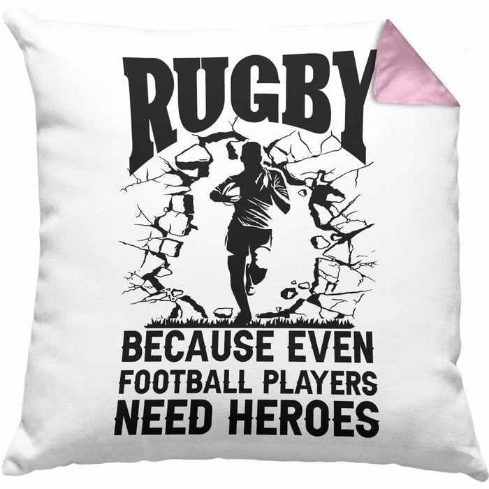 Rugby Kissen mit Füllung 40x40 Geschenk Spruch Geschenkidee für Rugbyspieler (Grau) Rosa Trendation