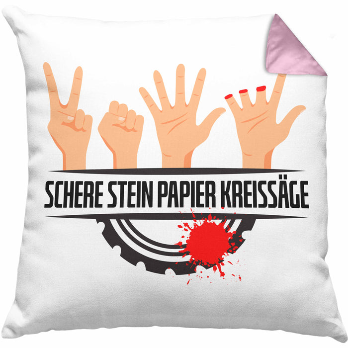 Schere Kreissäge Kissen mit Füllung 40x40 Geschenk Holzarbeiter Geschenkidee Schreiner (Grau) Rosa Trendation
