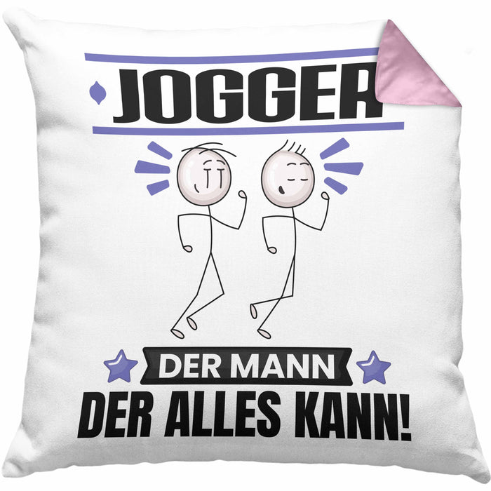 Jogger Kissen mit Füllung 40x40 Geschenk für Jogger Der Mann Der Alles Kann Geschenkidee zum Geburtstag (Grau) Rosa Trendation